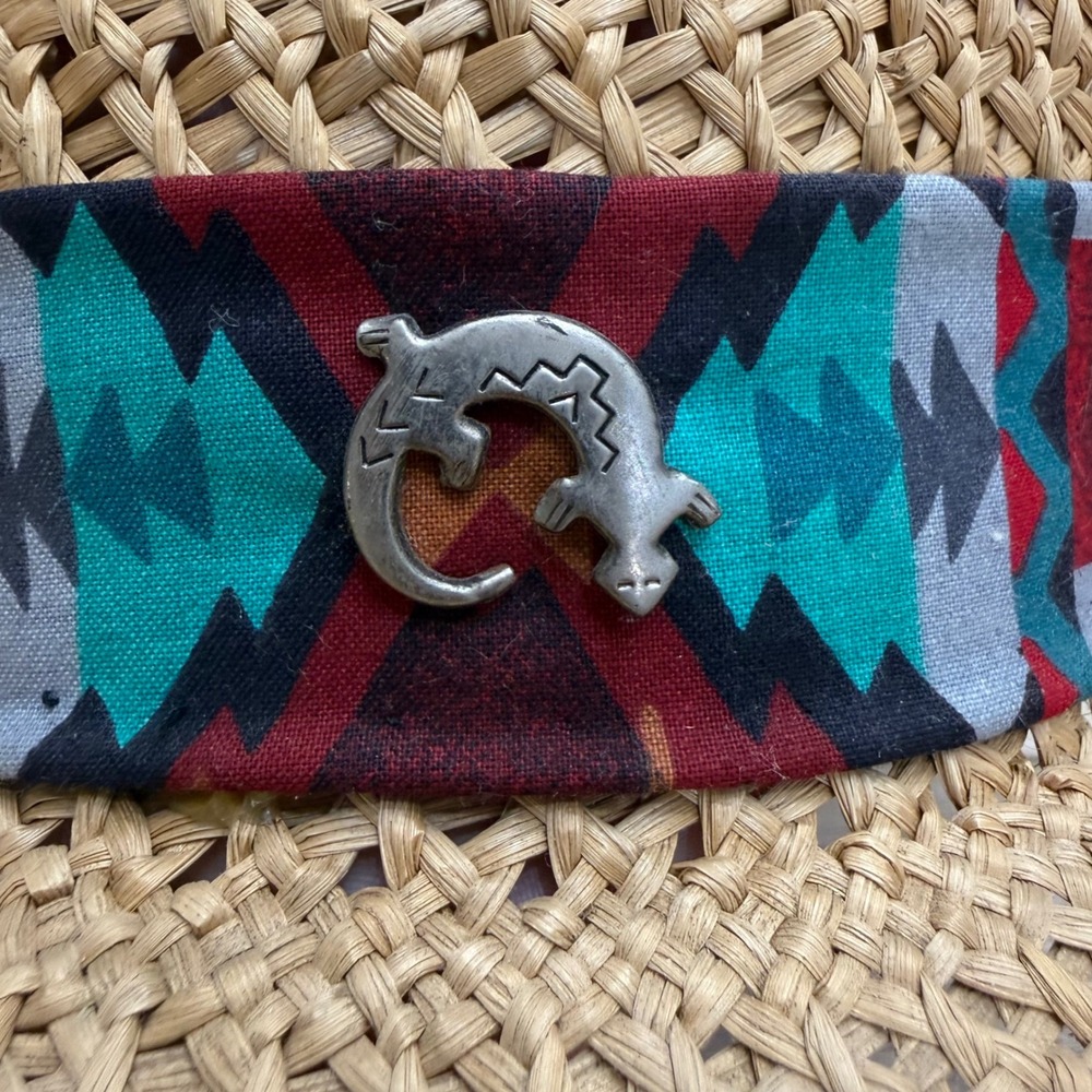 Vintage Southwestern Straw Boater Sun Hat Wide Brim Boho Charms Small 21in - Picture 9 of 13